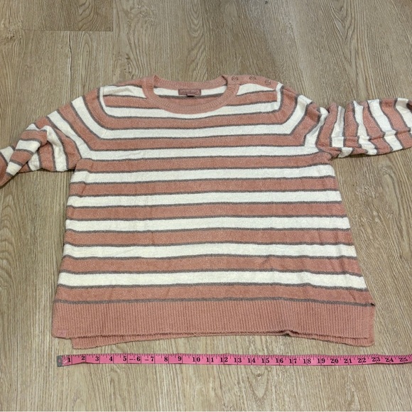 Barefoot Dreams Stripe Crew Neck Cozy Long Sleeve Pullover Sweater 1X - Picture 12 of 13